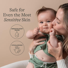 Lansinoh lip balm being applied to lips, soothes and protects instantly