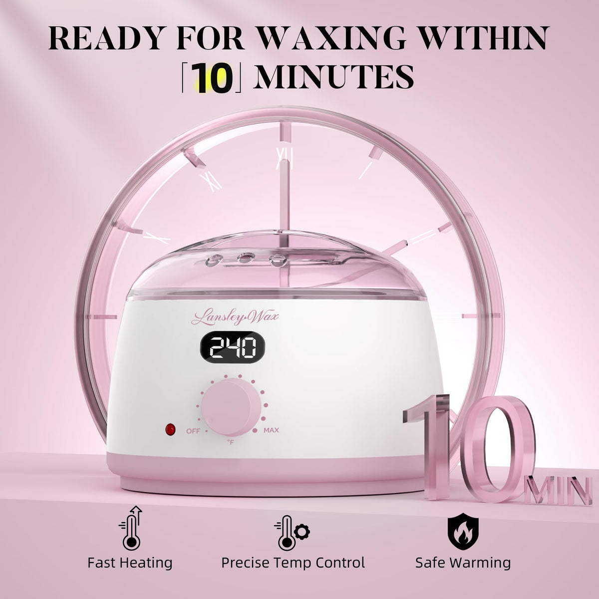 LANSLEYWAX LED display close-up demonstrating precise temperature control for safer waxing