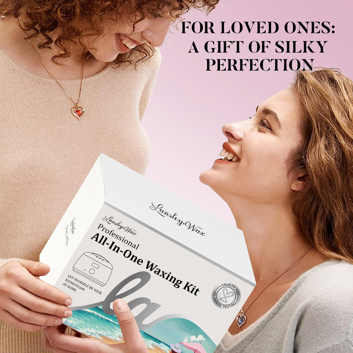LANSLEYWAX kit styled on bathroom counter portraying ready-to-use home salon setup