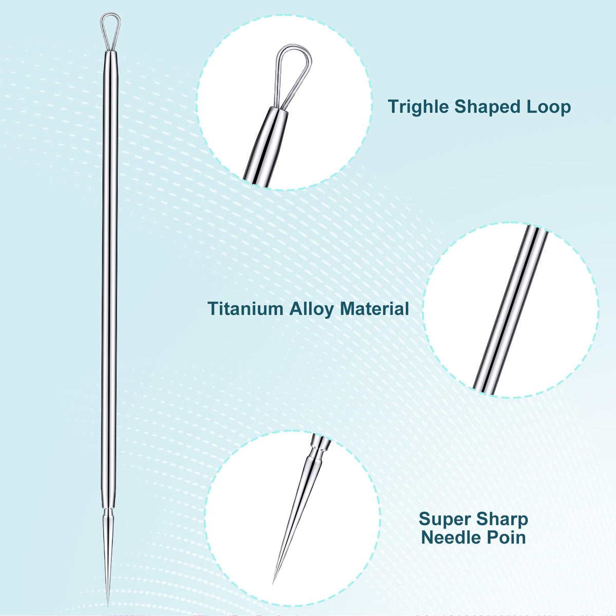 Lanties titanium needle tip close-up highlighting precise sharpness and durability