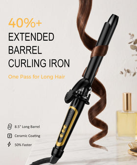 LANVIER barrel close-up of tourmaline ceramic surface for smoother shinier curls