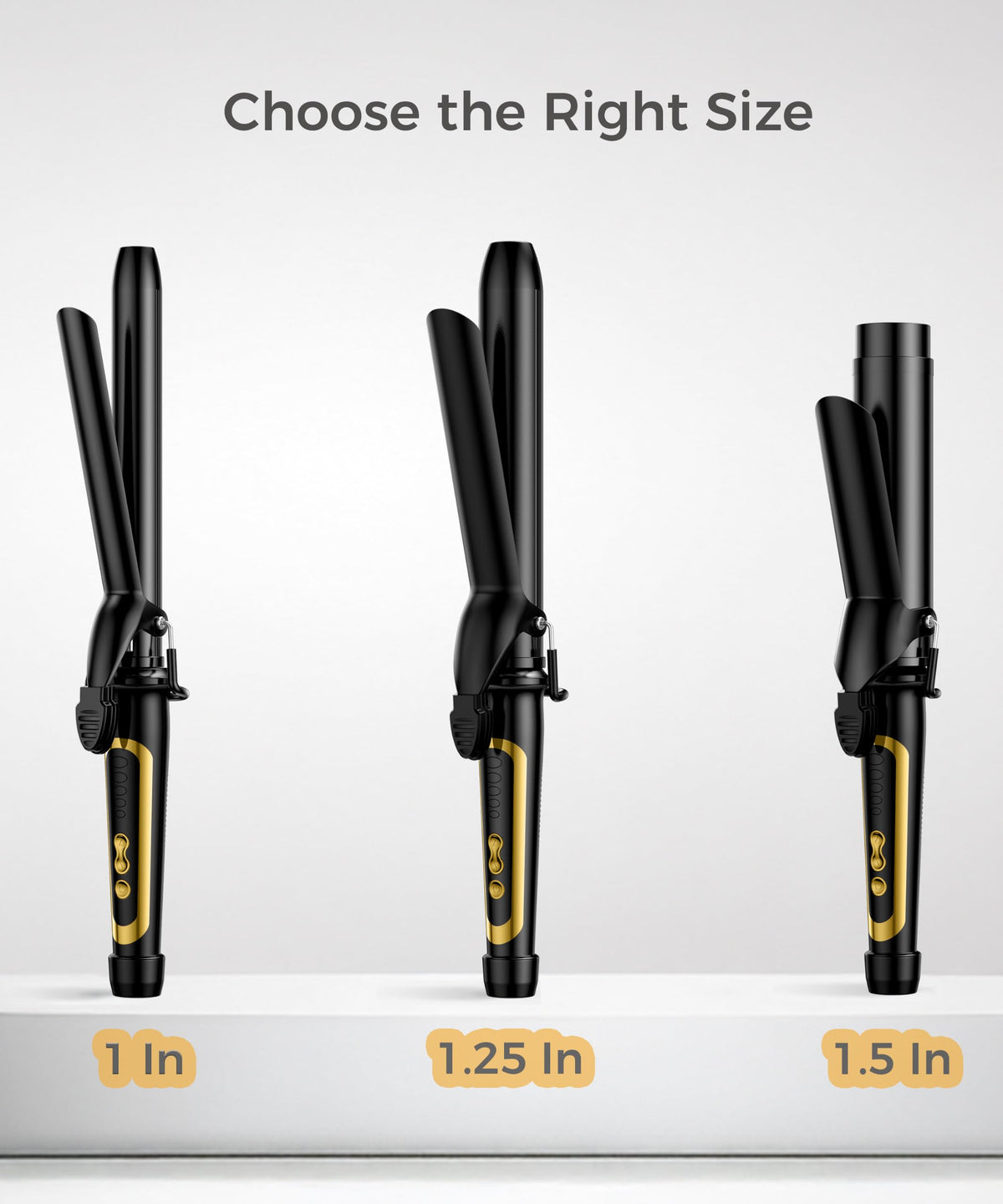 LANVIER curling in use on long hair creating consistent medium-sized curls