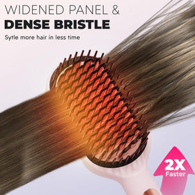 LANVIER close-up of wide panel and dense bristles for faster coverage and detangling