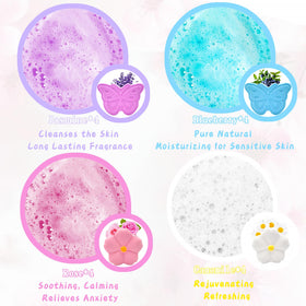 Lanwexy bath bomb fizzing in bowl demonstrating colorful bubbles and spa-like release