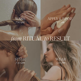 L’ANZA being applied to damp hair to restore strength and improve manageability