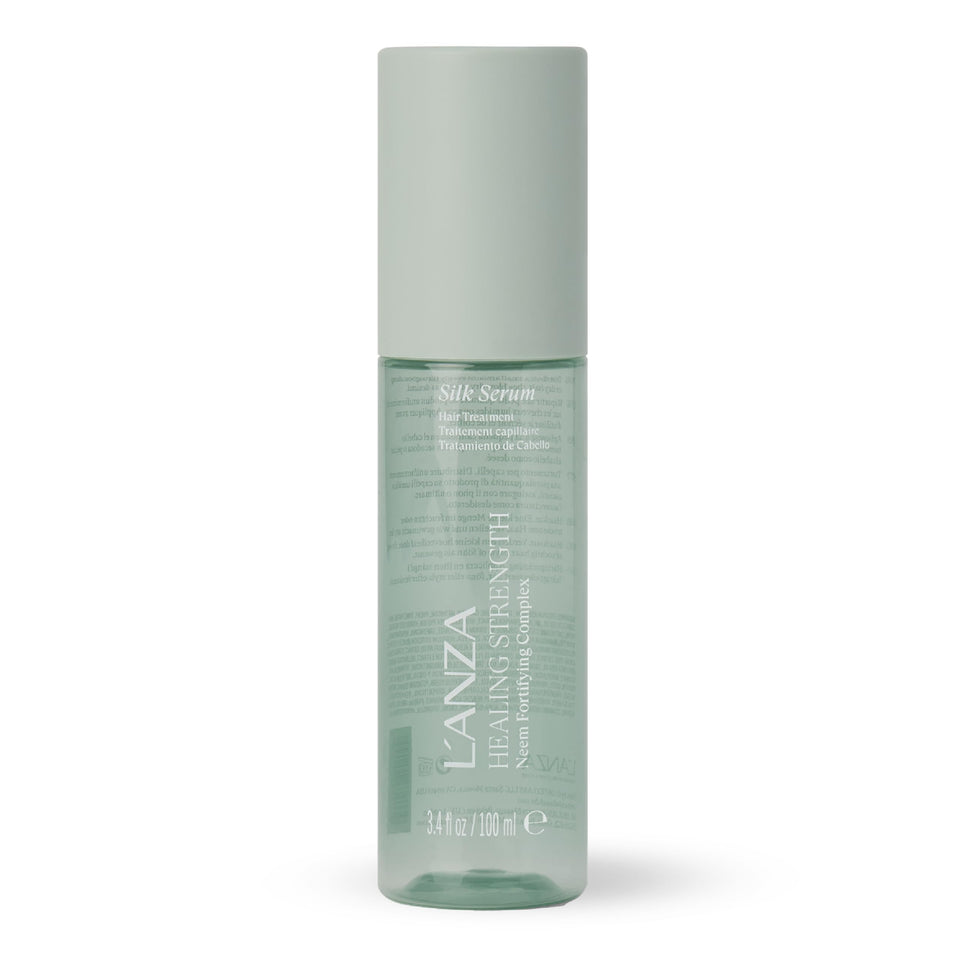 L’ANZA front bottle showing product and glossy finish benefit