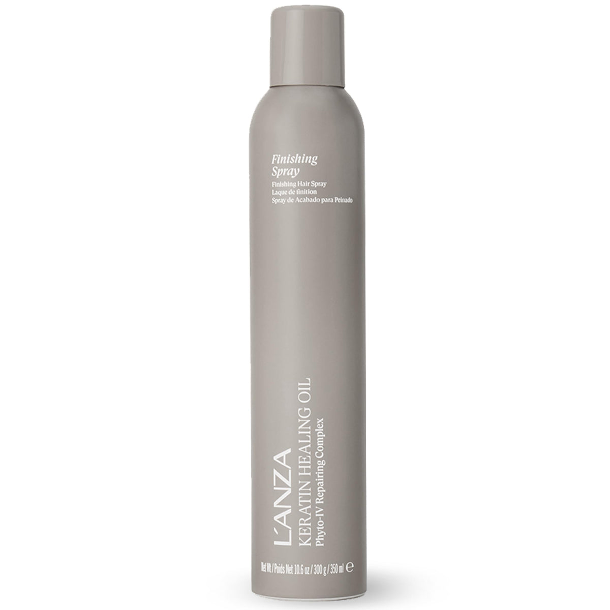 L’ANZA finishing spray front packaging showing glossy can and label for salon finish
