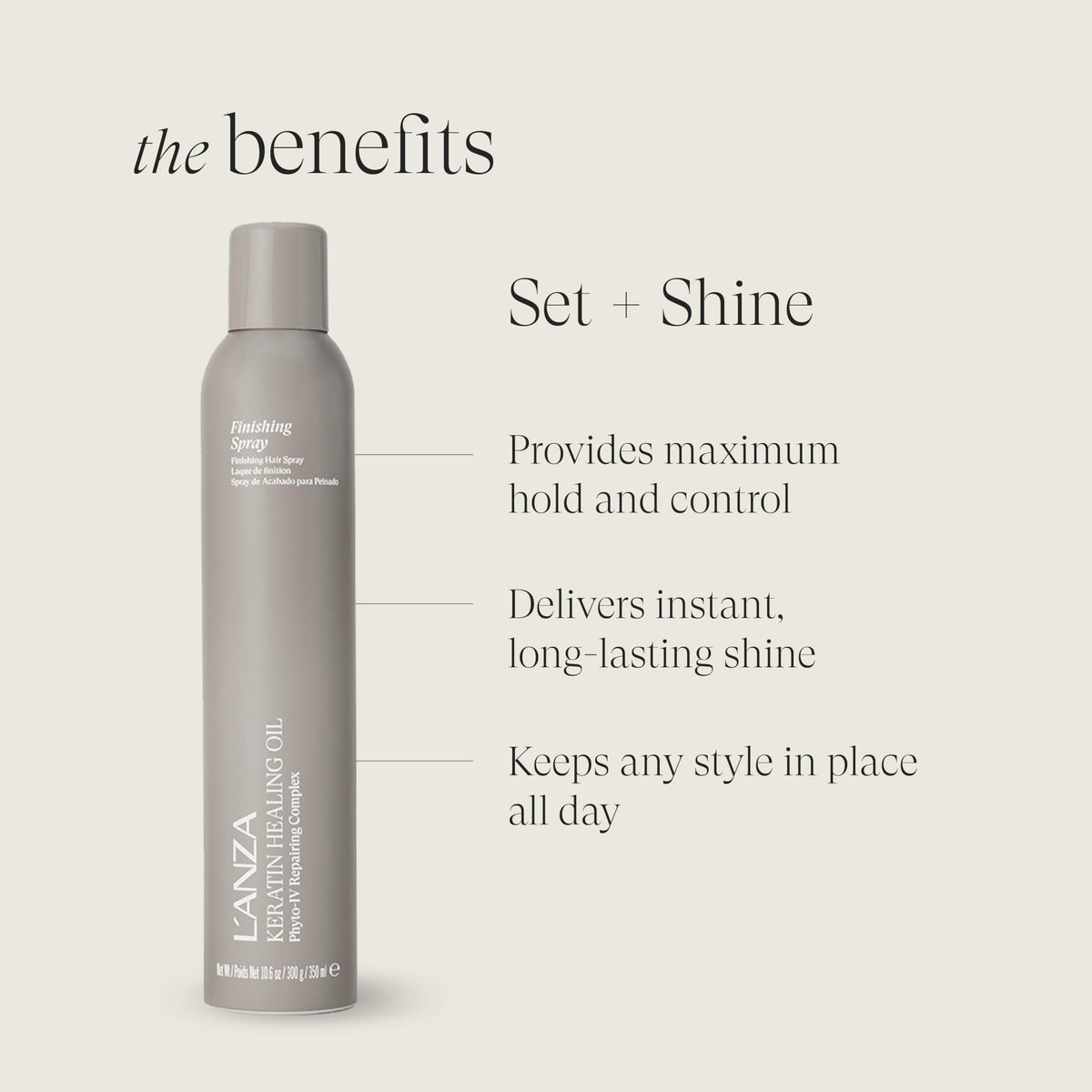 L’ANZA fine mist texture visible in air showing lightweight coverage and non-sticky finish