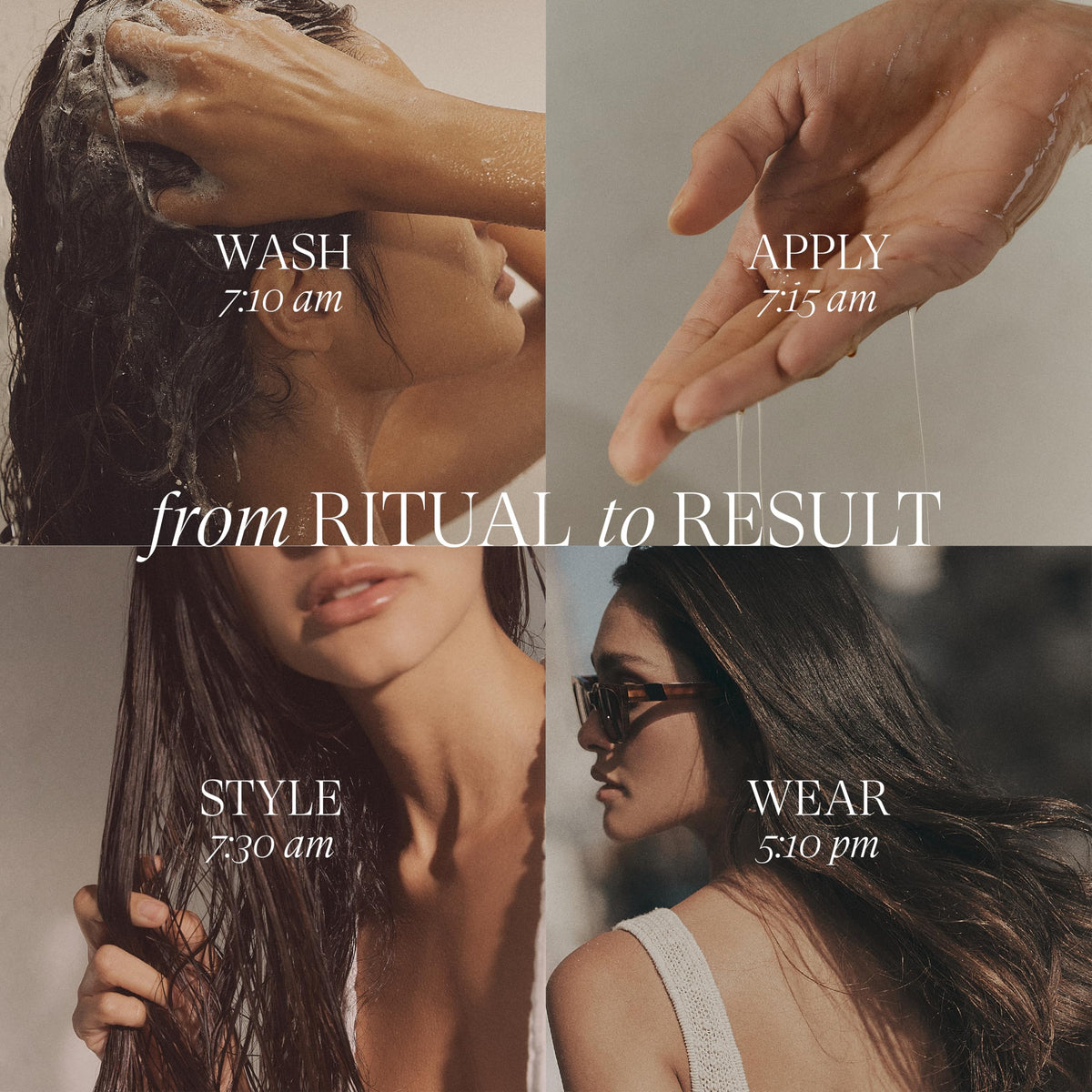 L’ANZA oil in hand during application demonstrating smooth detangling benefit