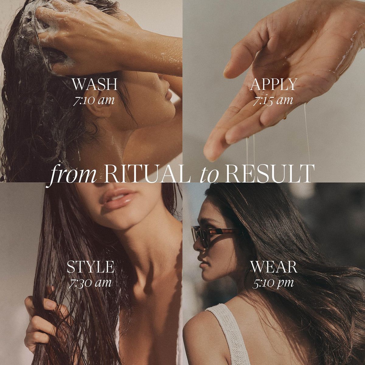 Applying L’ANZA oil to damp hair for smoother blow-drying and less frizz