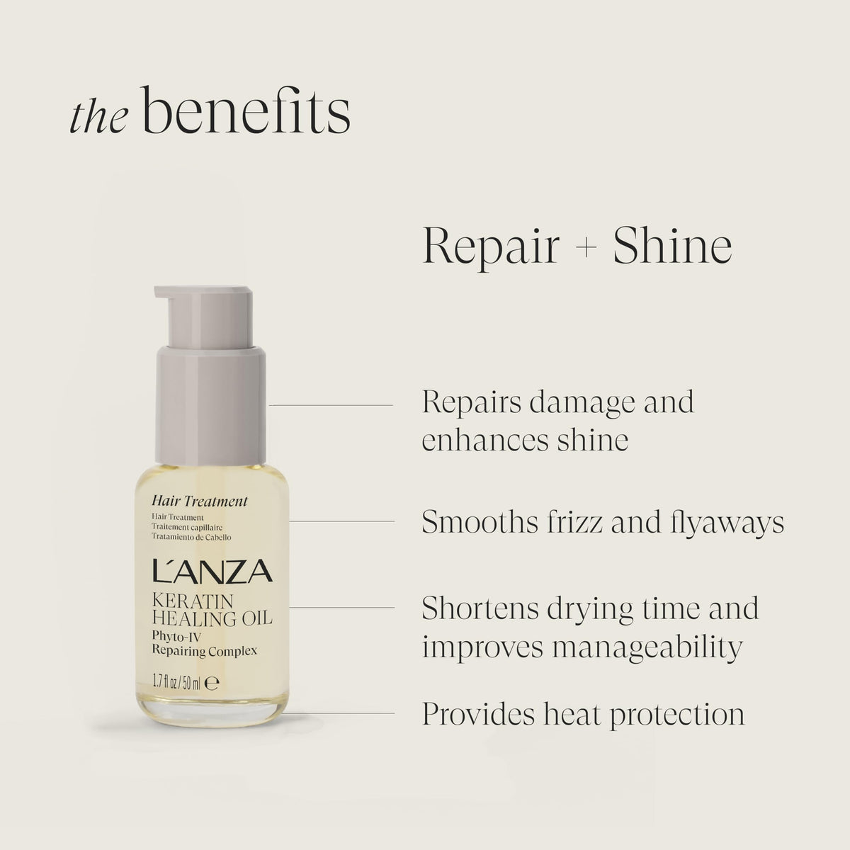 Close-up of L’ANZA oil texture highlighting smooth, non-greasy finish