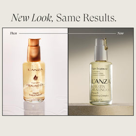 L’ANZA keratin oil drop on fingertip highlighting lightweight, fast absorption