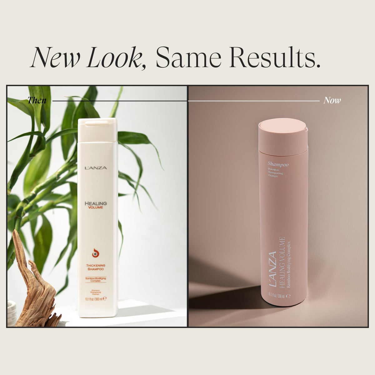 L’ANZA label close-up highlighting bamboo and keratin ingredients for strength