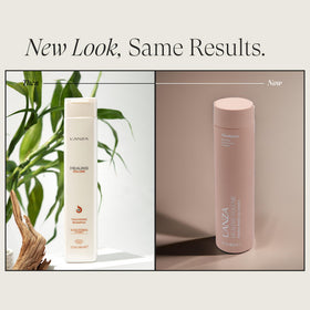 L’ANZA label close-up highlighting bamboo and keratin ingredients for strength