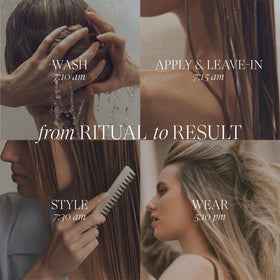 L’ANZA being applied to damp hair for smoother styling and reduced frizz