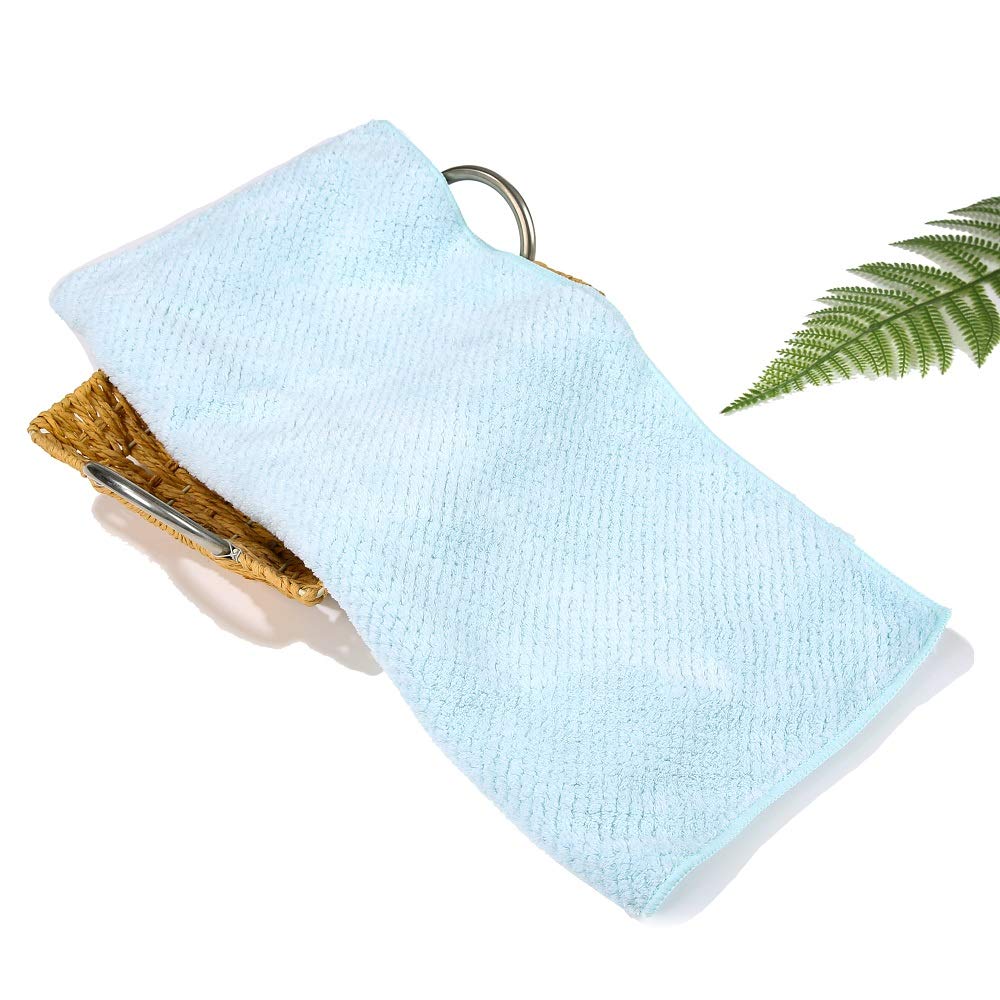 Laojbaba towel beside water bottle showing 20x40 inch scale for coverage