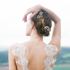 LAPOHI close-up of rhinestone and pearl detail highlighting fine craftsmanship and sparkle