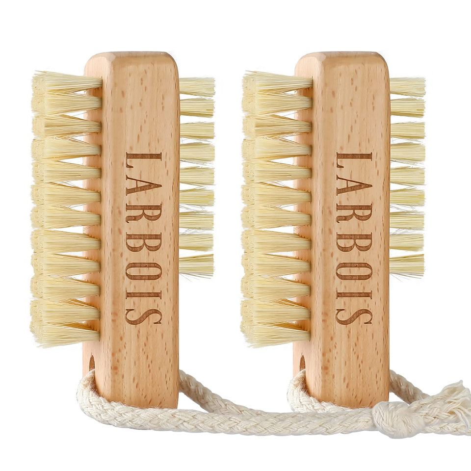 Larbois front view beechwood nail brush set showing compact pack and finish