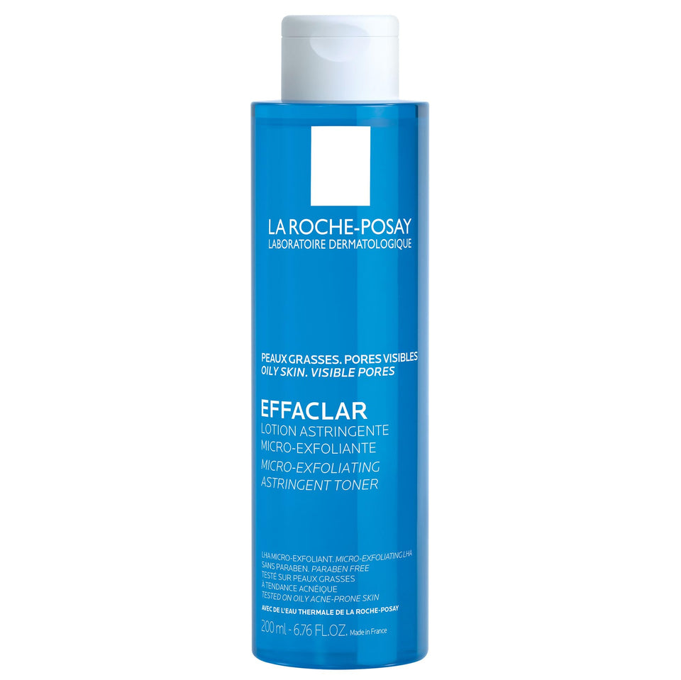 La Roche-Posay Effaclar front bottle showing product packaging and clear formula benefit