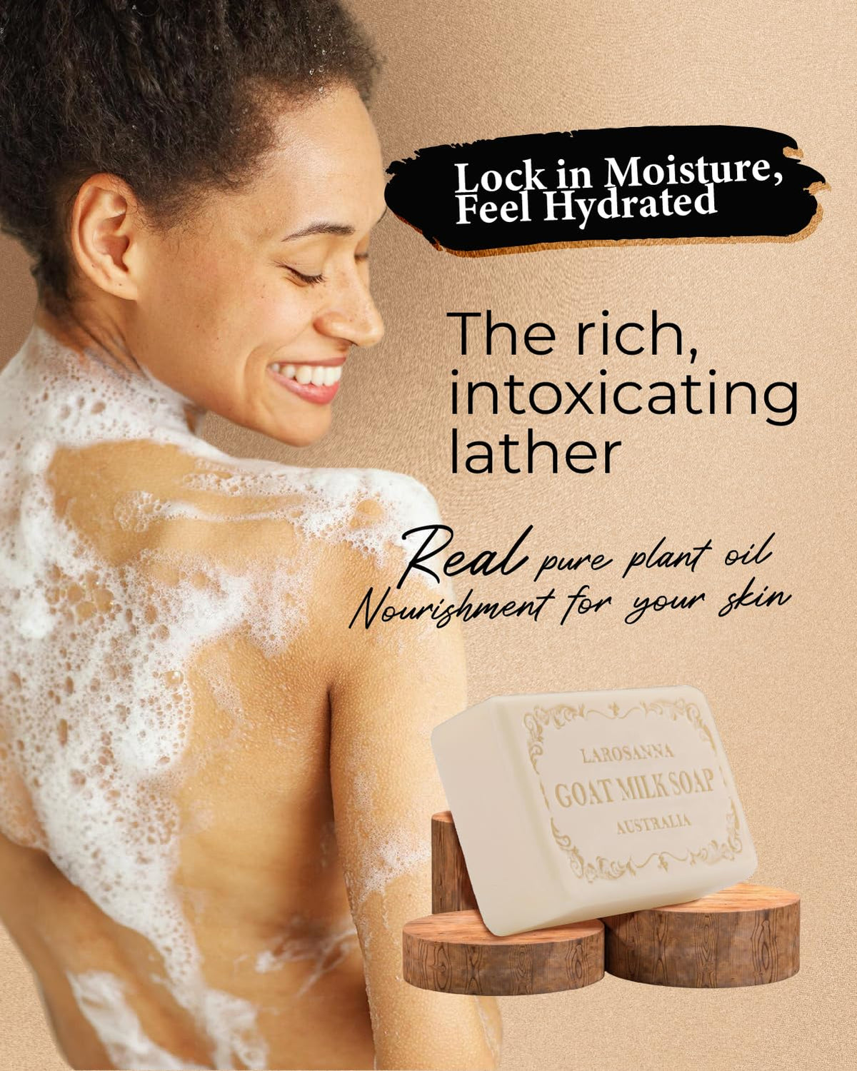 larosanna close-up of soap texture displaying creamy triple-milled finish and longevity