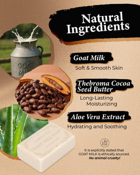 larosanna ingredients label highlighting goat milk cocoa butter and clean formulation benefits