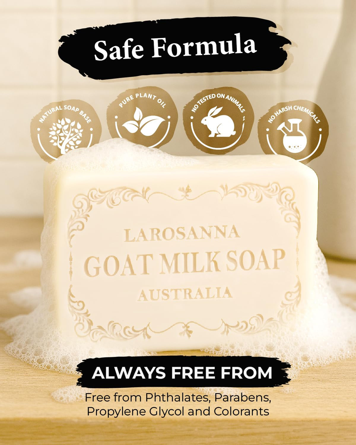 larosanna bar held in hand showing 6.3 oz scale for size and travel convenience