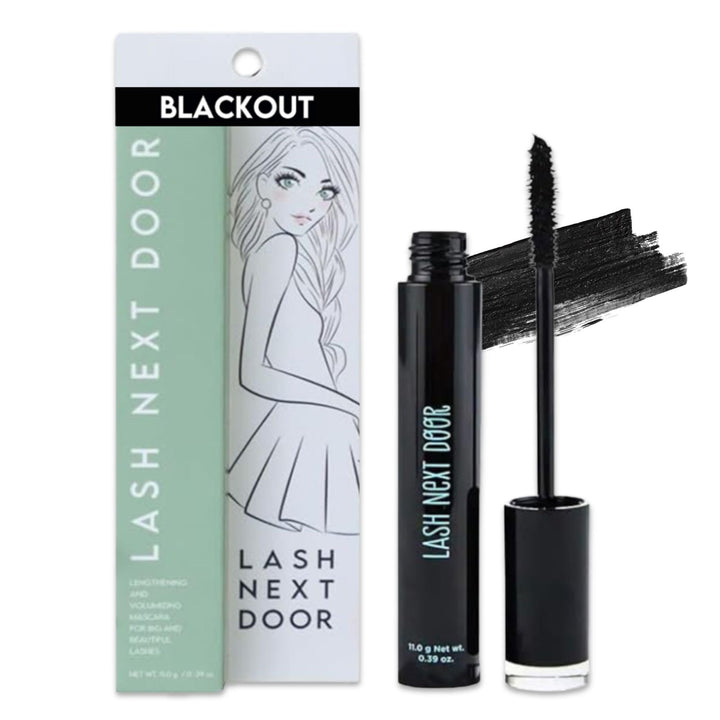 LASH NEXT DOOR front packaging showing bold black tube and benefit