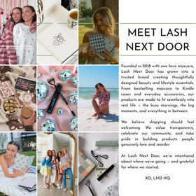 LASH NEXT DOOR mascara held in hand to show size and easy handling