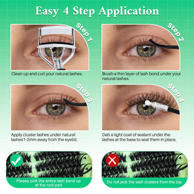 LASHSUN applying a cluster on a closed eye demonstrating easy at-home use