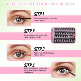 LASHSUN applying clusters with tweezers for neat, salon-style results