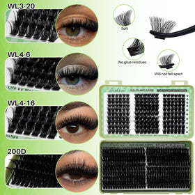 LASHSUN close-up of wispy cluster rows showing thin tips for natural blend