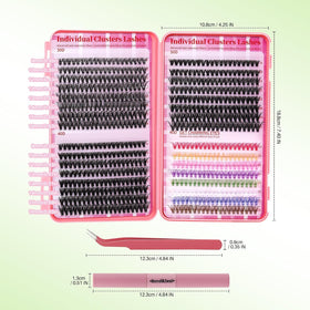 LASHSUN clusters in hand next to ruler showing quantity and scale