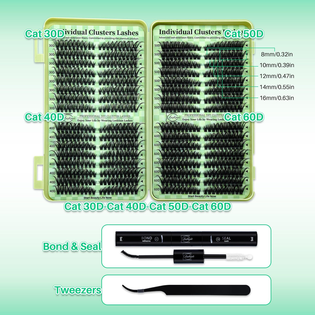 LASHSUN clusters next to a coin for size comparison and easy travel packing