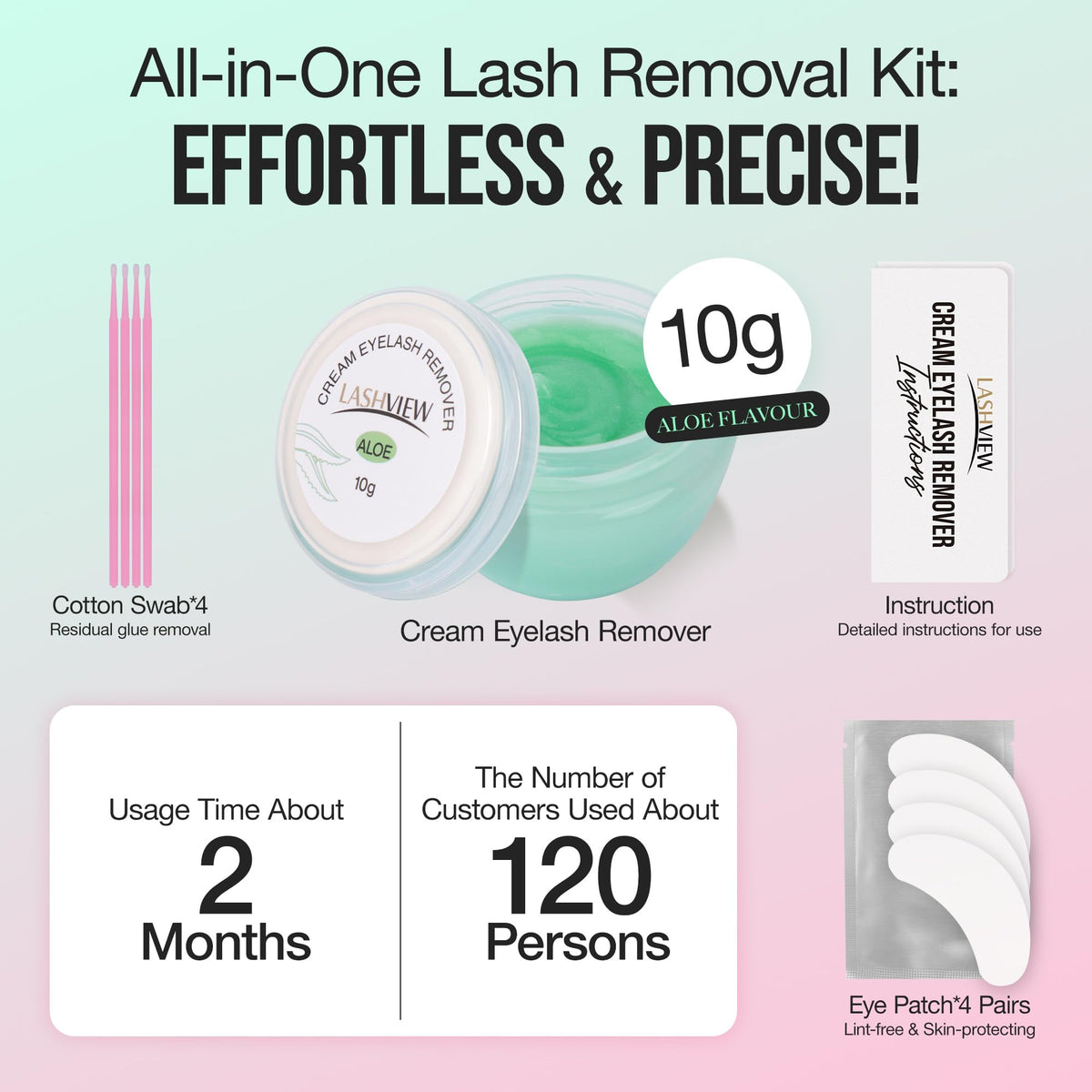 LASHVIEW applicator swab applying cream to extension bond for precise removal