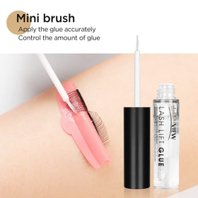 LASHVIEW bottle beside ruler showing 5ml size for portability and control