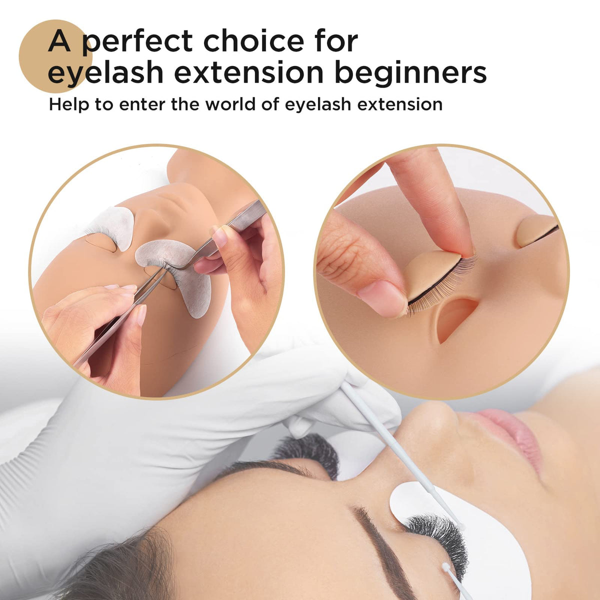 LASHVIEW close-up eyelid texture highlighting soft-touch silicone for realistic practice