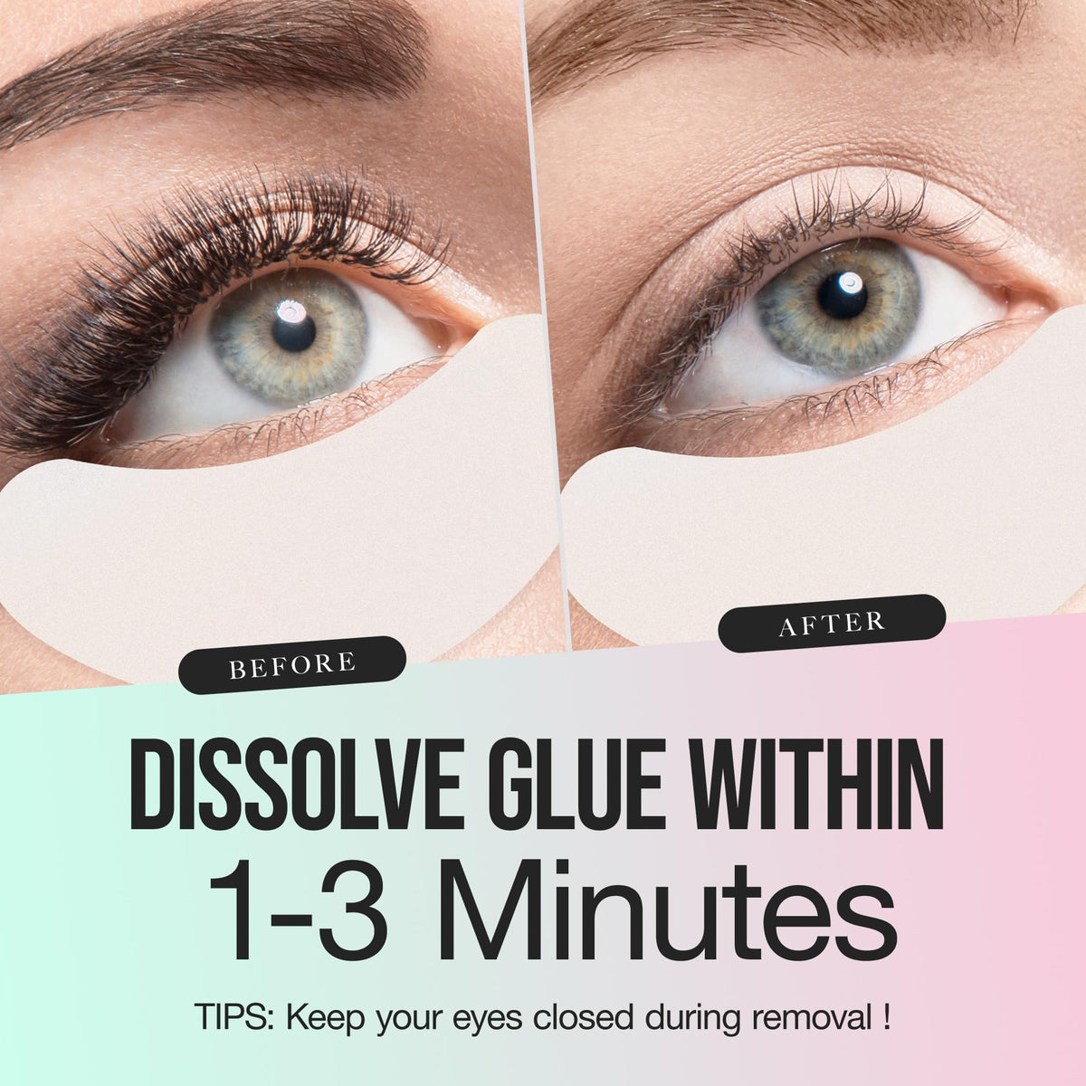 LASHVIEW eye patch and kit layout protecting under‑eye skin during removal