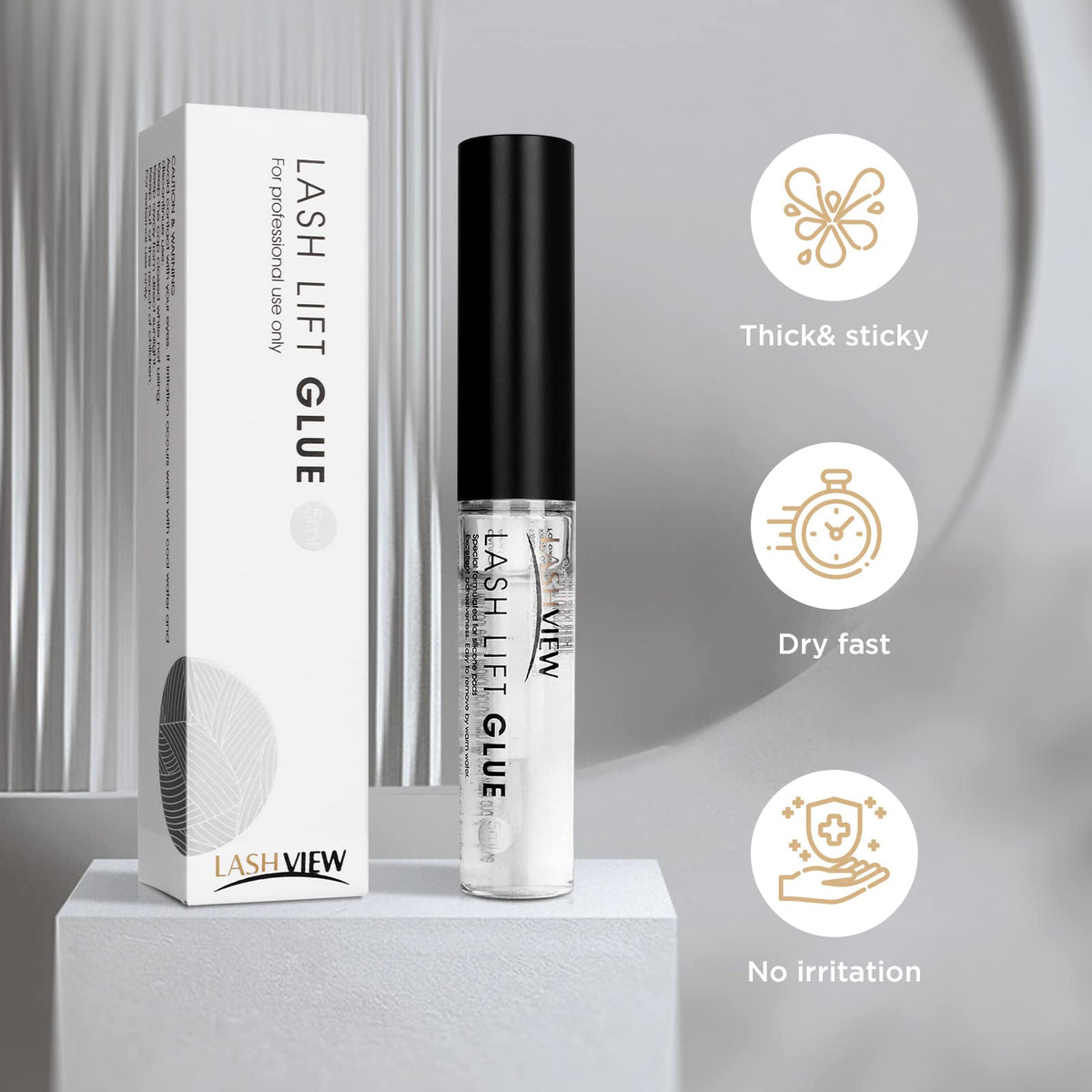 LASHVIEW lashes positioned on silicone pad during lift for secure shaping