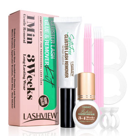 LASHVIEW front packaging showing glue and remover kit for reliable at-home lashes