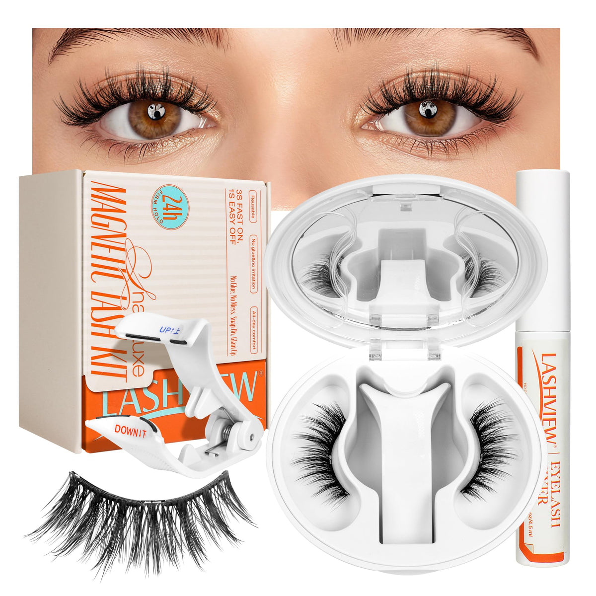 LASHVIEW front packaging showcasing kit contents and sleek box design for convenience