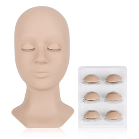 LASHVIEW front profile practice head showing realistic eye angles and natural tone benefit
