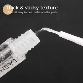 LASHVIEW single glue drop on silicone pad demonstrating tack and texture
