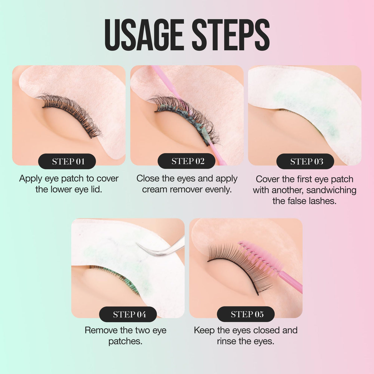 LASHVIEW instruction sheet detail for stepwise safe removal and best results