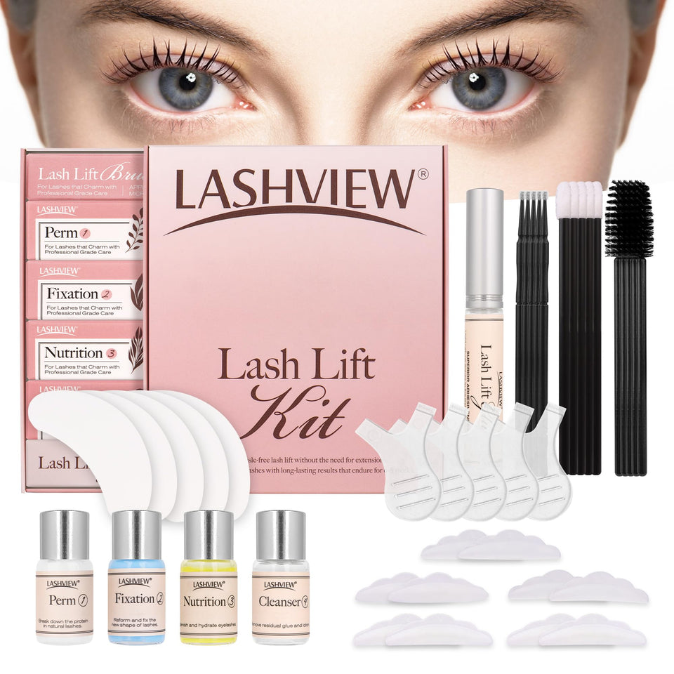 LASHVIEW kit front packaging showing complete set and clear branding benefit