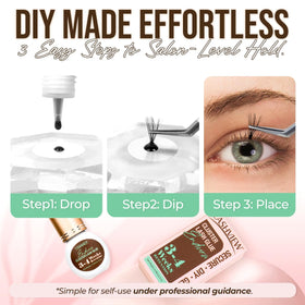 LASHVIEW label and ingredients panel clarifying low-odor, latex-free benefits