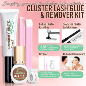 LASHVIEW remover bottle label detail highlighting gentle, quick adhesive breakdown