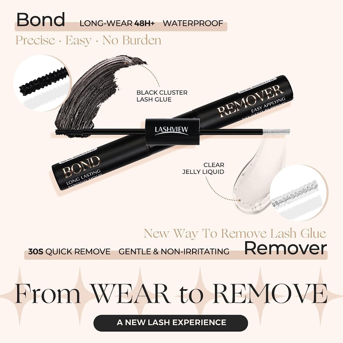 LASHVIEW side-by-side with mascara and compact showing compact, travel-friendly size