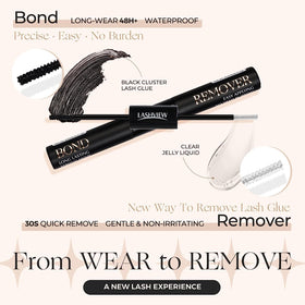 LASHVIEW side-by-side with mascara and compact showing compact, travel-friendly size