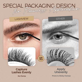 LASHVIEW size scale comparison showing compact tube for travel convenience