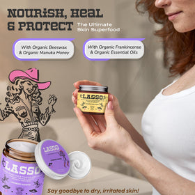 LASSO fingertip warming balm demonstrating easy spreadability and efficient use benefit